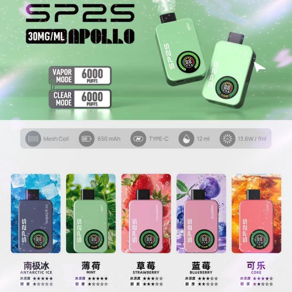新品SP2S拋棄式12000口 SP2S拋棄式一次性電子煙 雙模式 電子菸線上購買